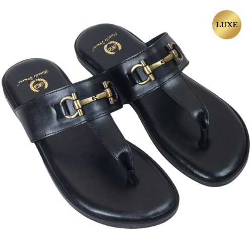 Men's Leather Palm Slippers - Black