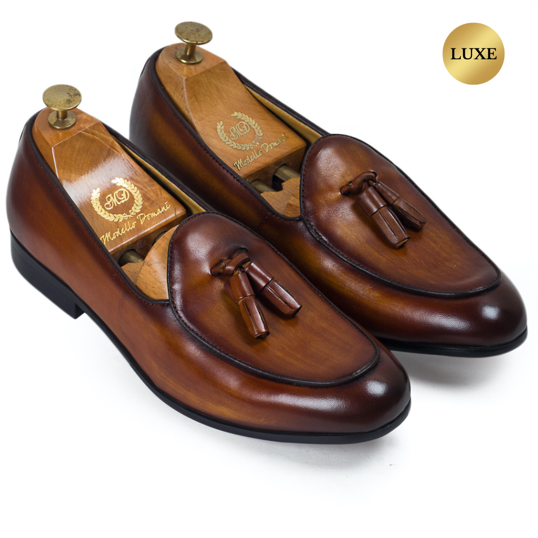 Milano Patina Leather Tassel Slipons (Patina Tan - Limited Edition)