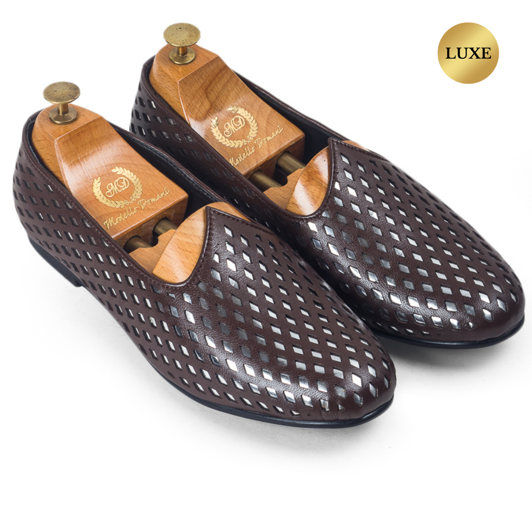 Noori©️ Leather Juttis (Brown - Silver Foil) Limited Edition