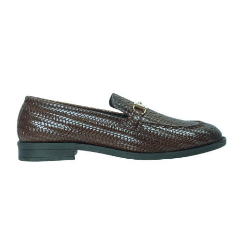 Italian Cut Textured Buckle Slipons (Coffee Brown)