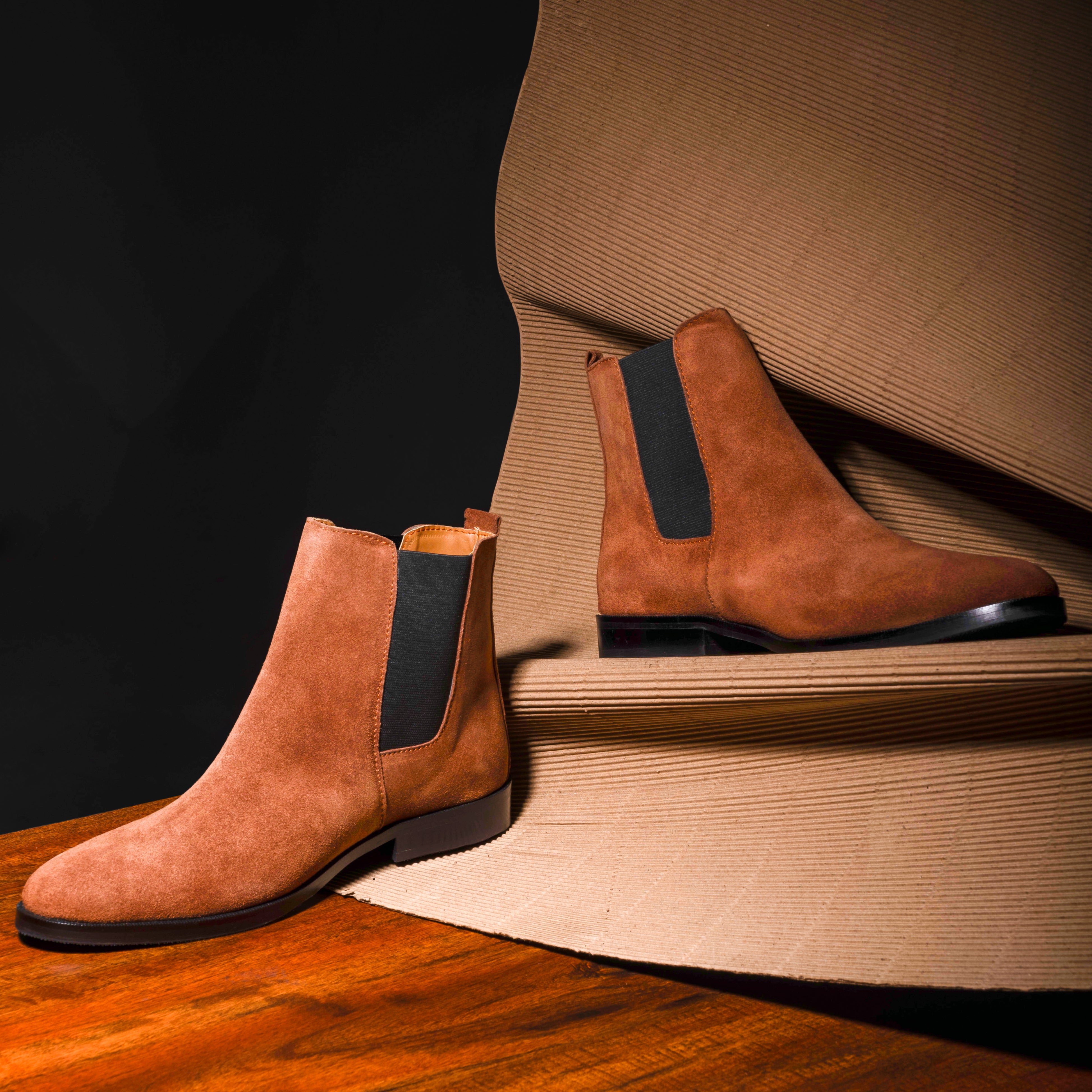 Suede-Leather Chelsea Boots (Tan)
