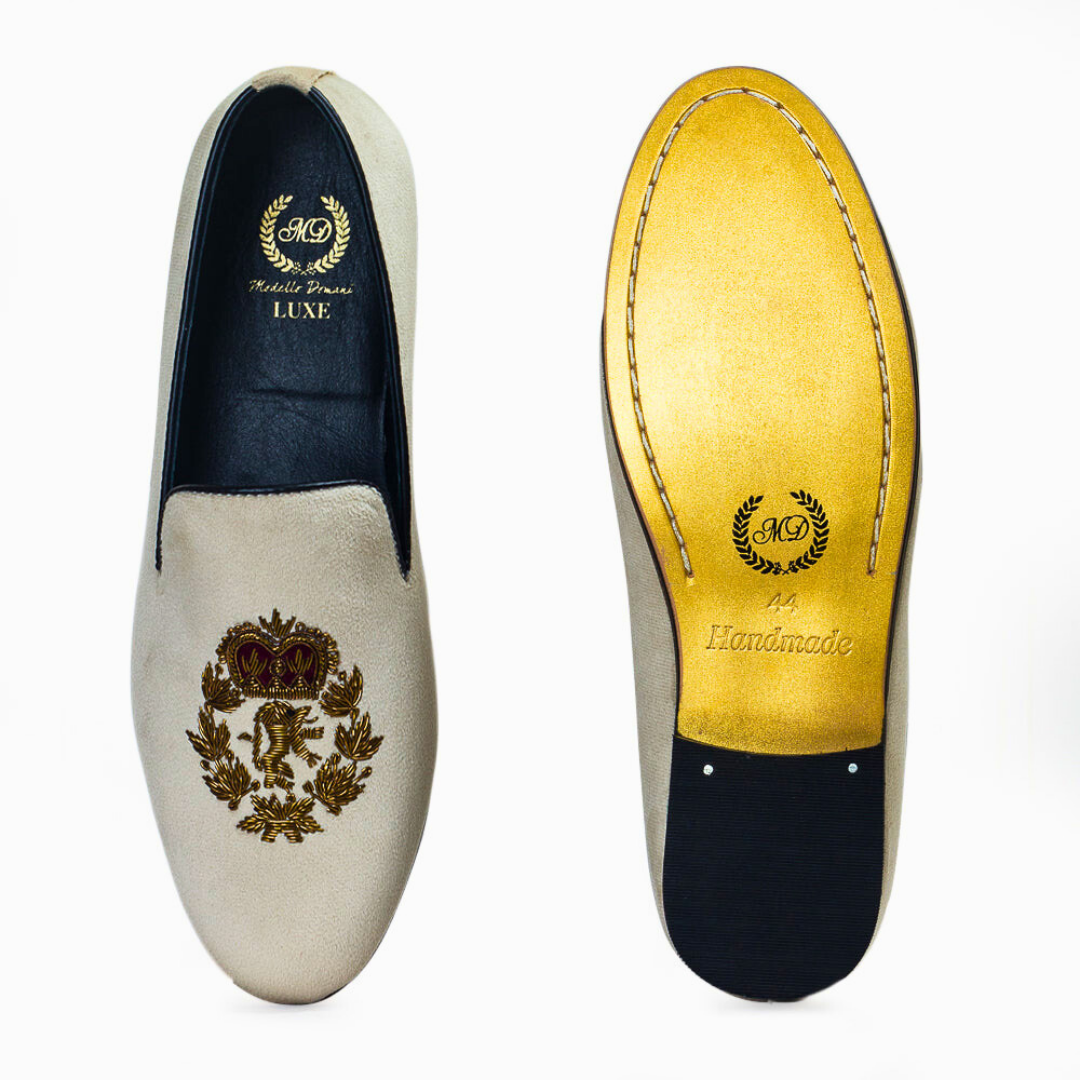 The Kingsman Slipons (Beige - Limited Edition #GoldBottom)