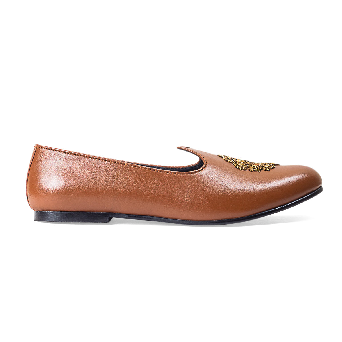 Royal Crest©️ Leather Juttis (Tan)(Patent Copyright Artwork)