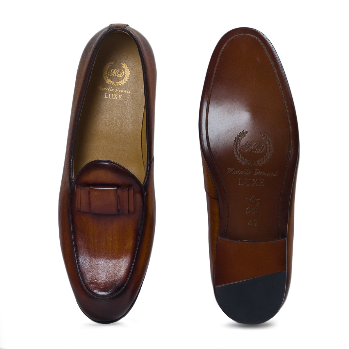 Milano Patina Leather Bowtie Slipons (Patina Tan - Limited Edition)