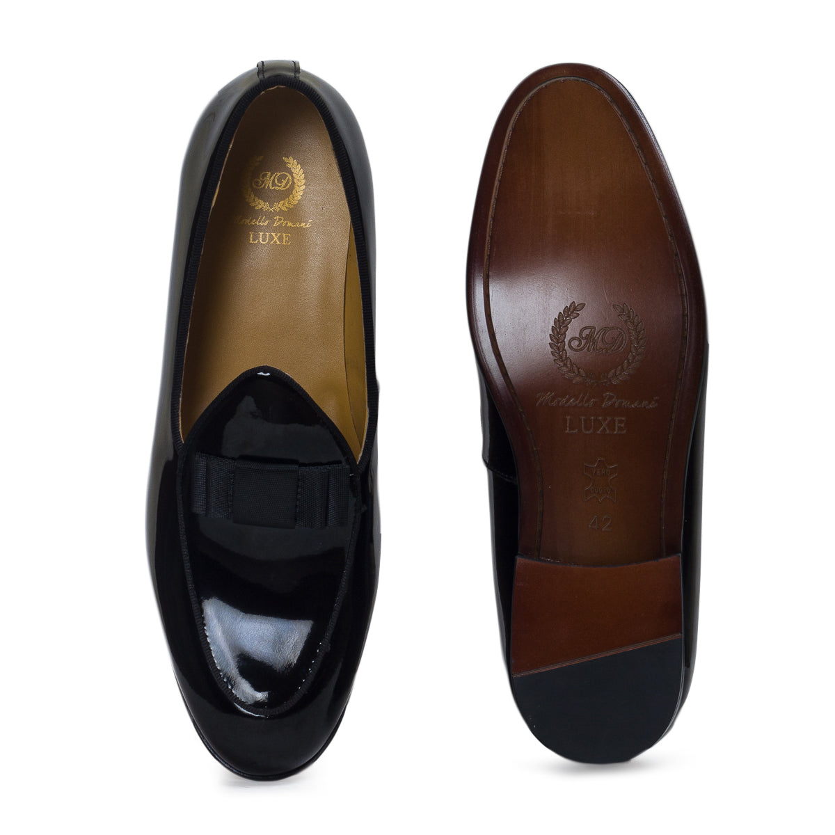 Milano Leather Bowtie Slipons (Patent Black - Limited Edition)