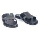 Hades Embossed Slippers (Black) — Black slippers | Modello Domani