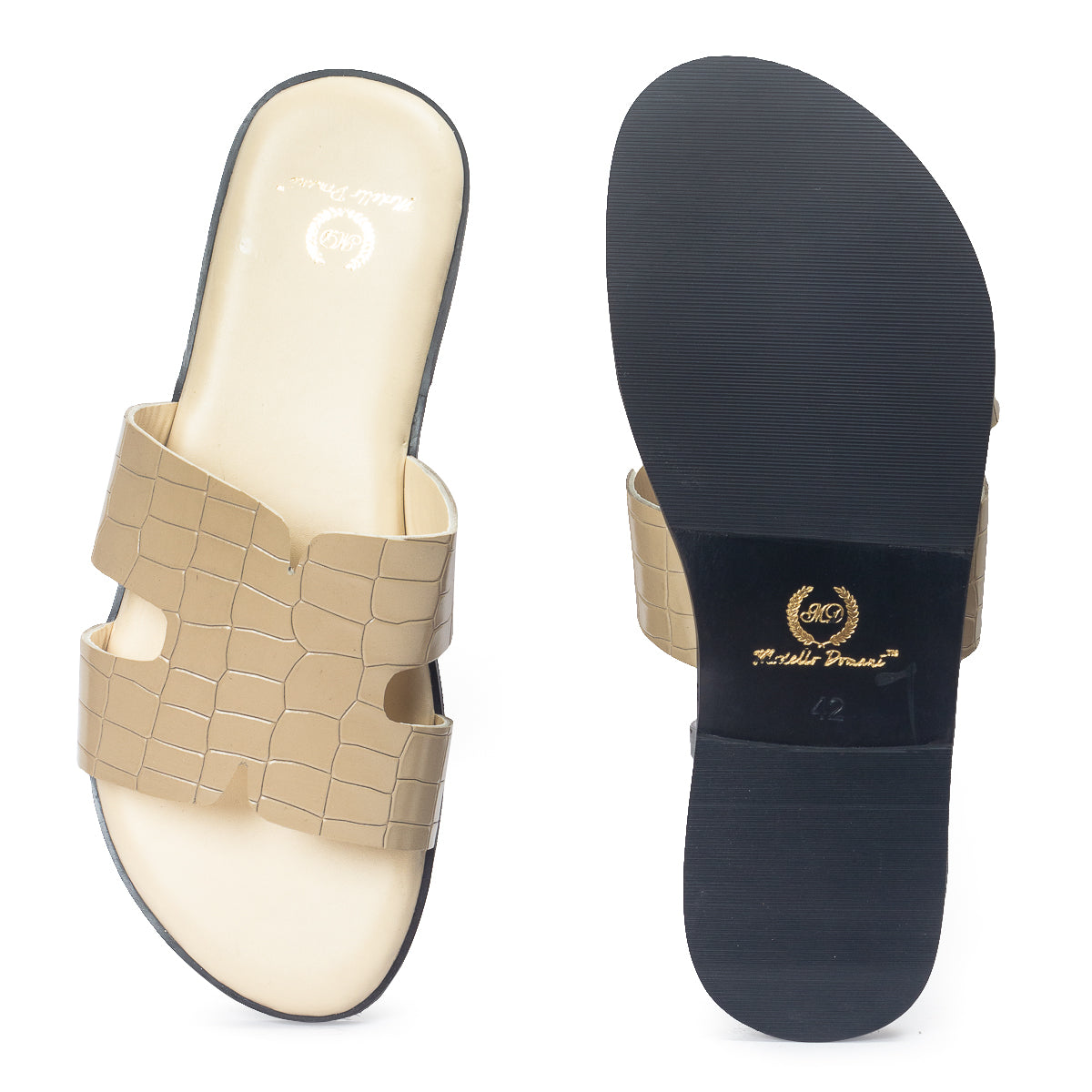 Hades Embossed Slippers (Beige)
