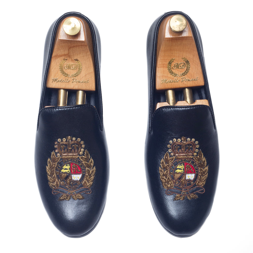 The Regal Crest Leather Slipons (Black)