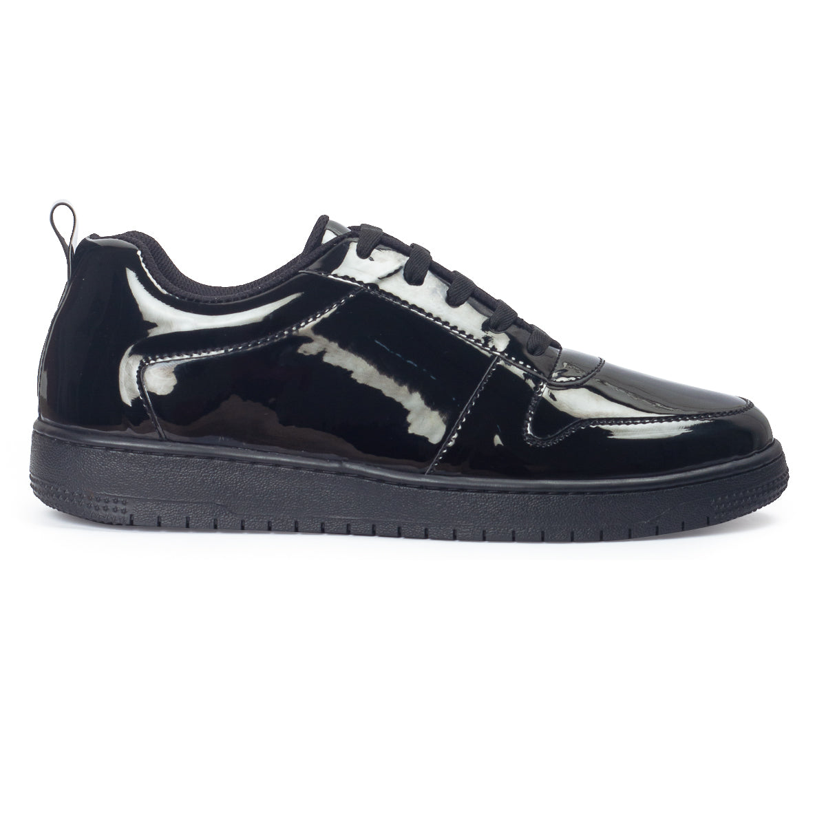 DOMS Comfort Leather Sneakers (Patent Black)