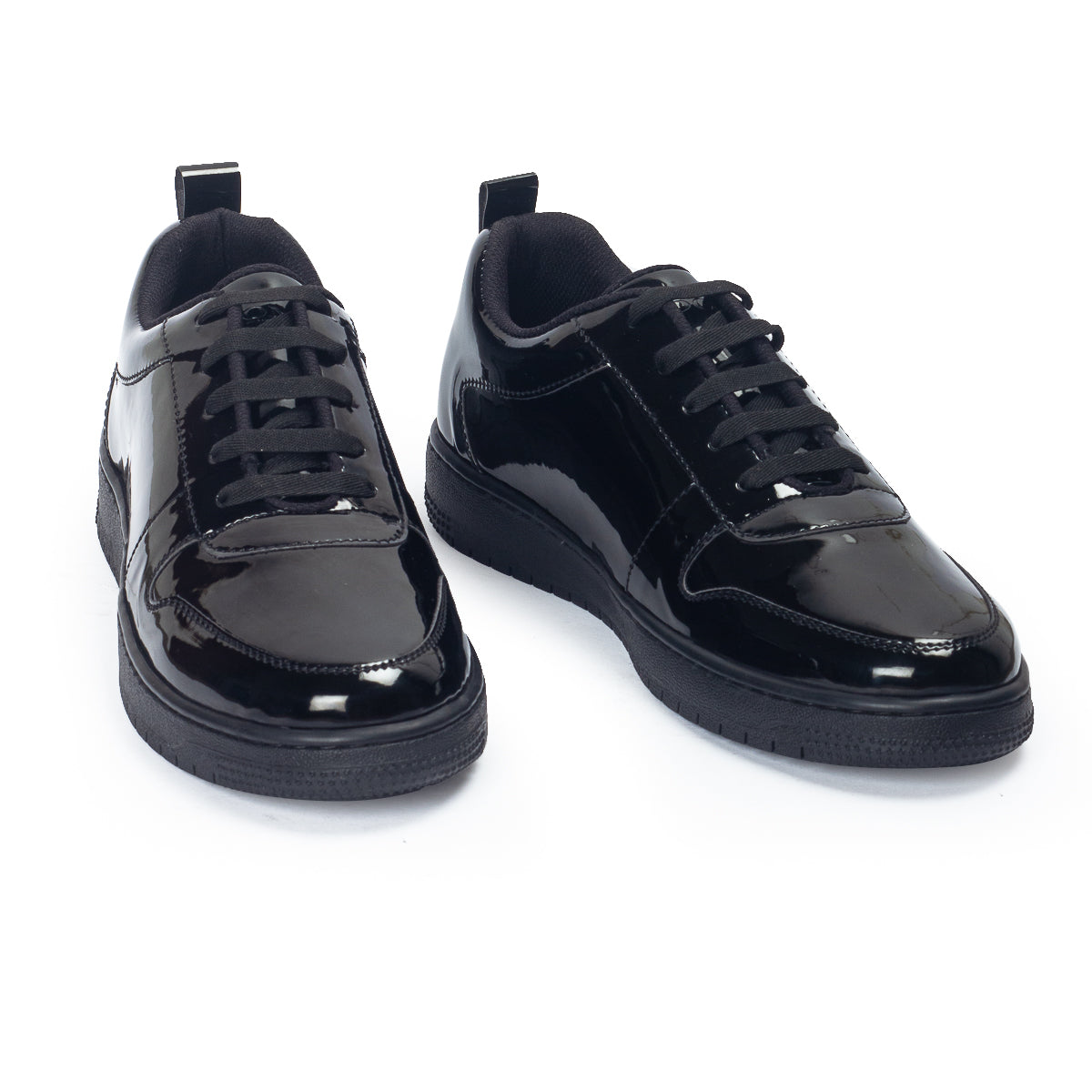 DOMS Comfort Leather Sneakers (Patent Black)