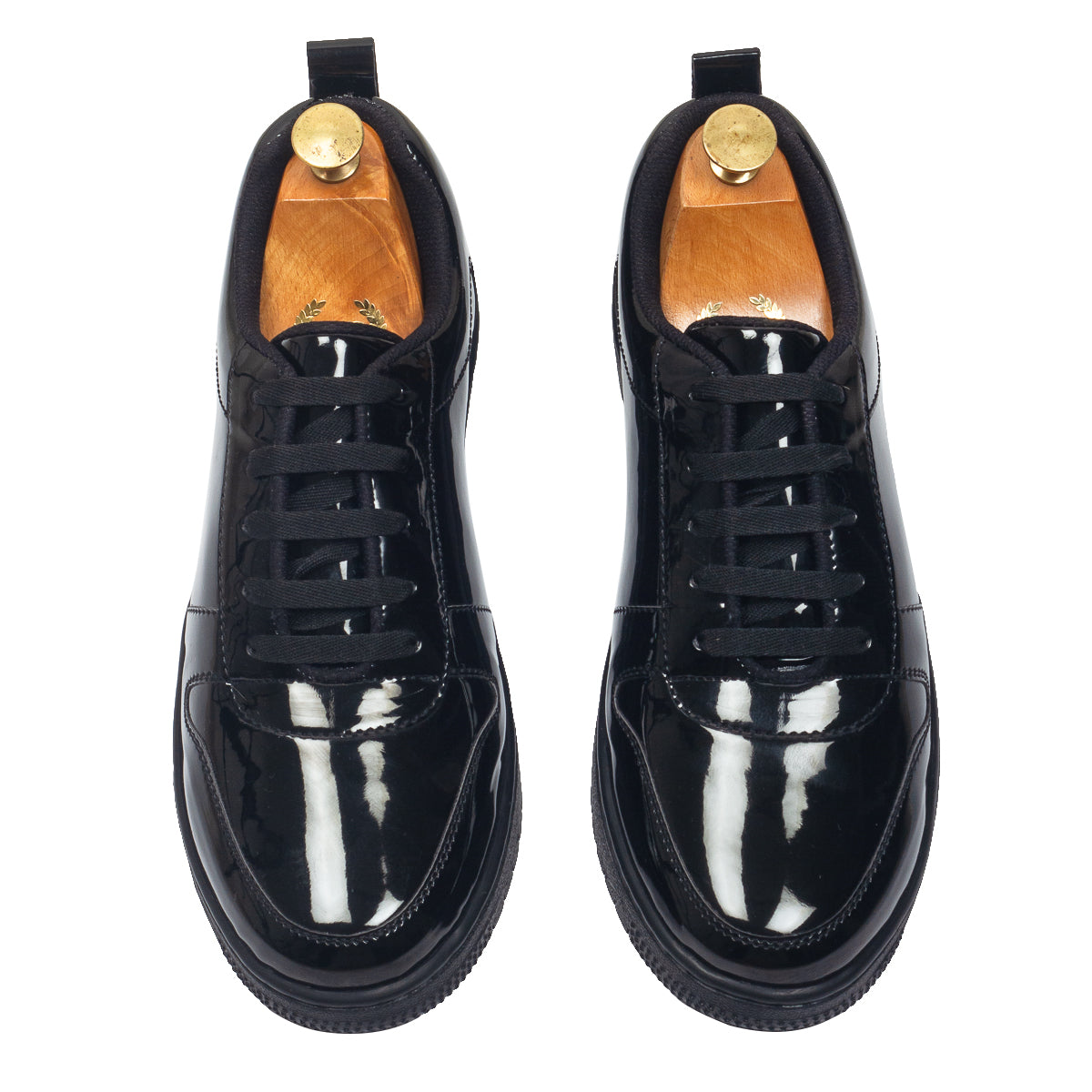 DOMS Comfort Leather Sneakers (Patent Black)