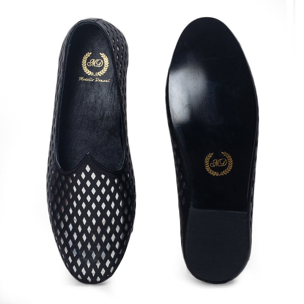 Noori©️ Leather Juttis (Black - Silver Foil) Limited Edition