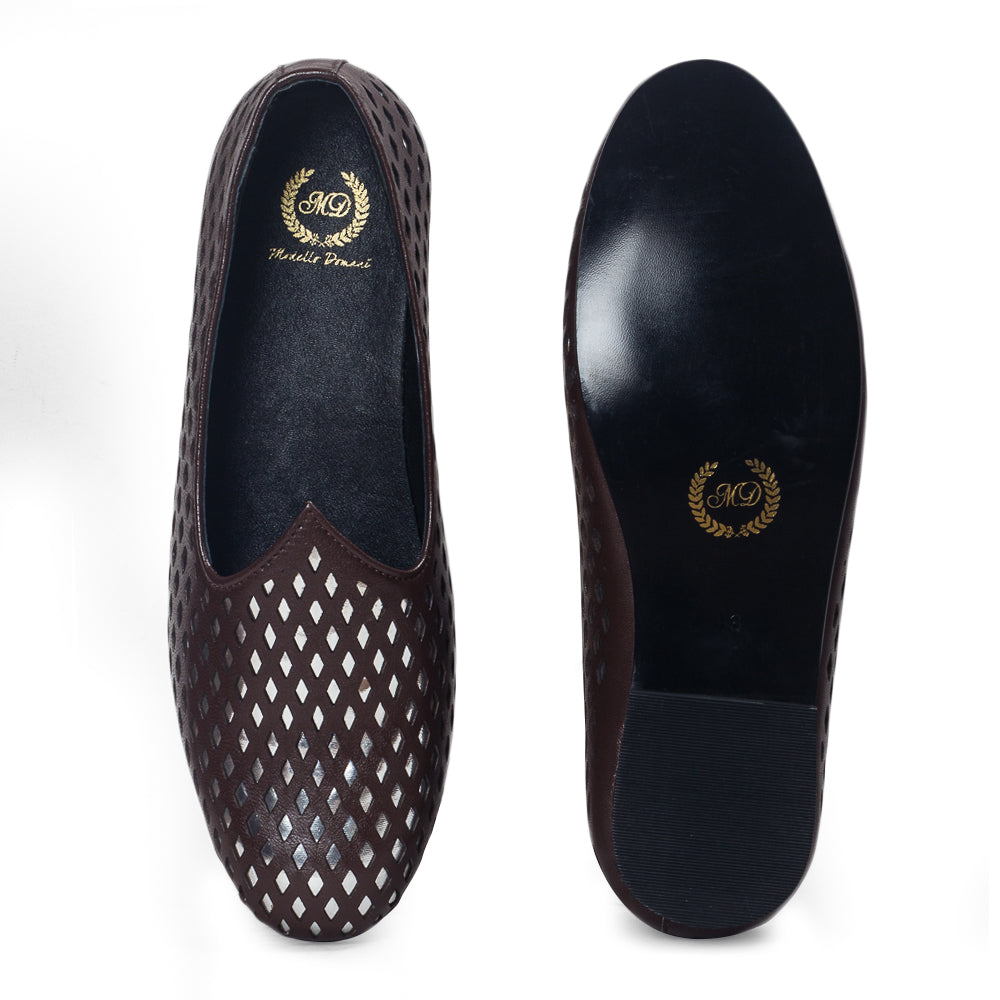 Noori©️ Leather Juttis (Brown - Silver Foil) Limited Edition