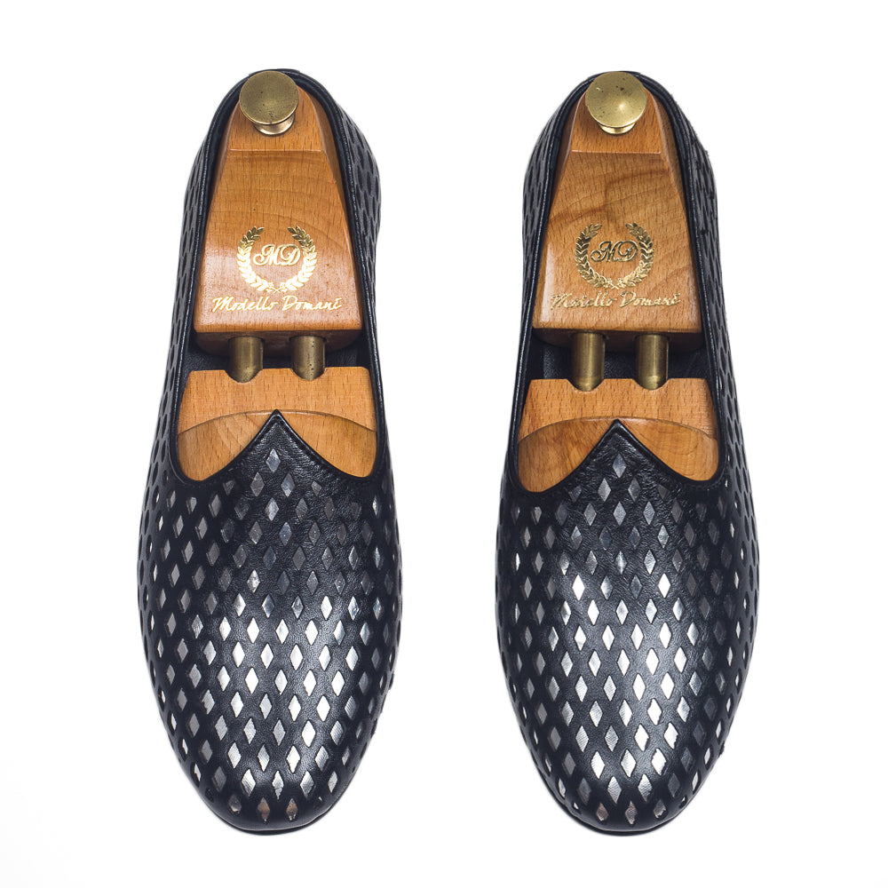 Noori©️ Leather Juttis (Black - Silver Foil) Limited Edition
