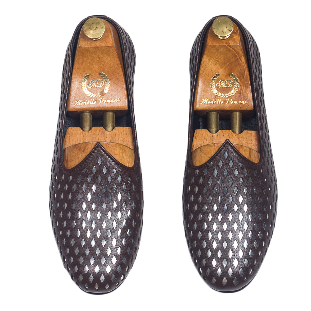 Noori©️ Leather Juttis (Brown - Silver Foil) Limited Edition