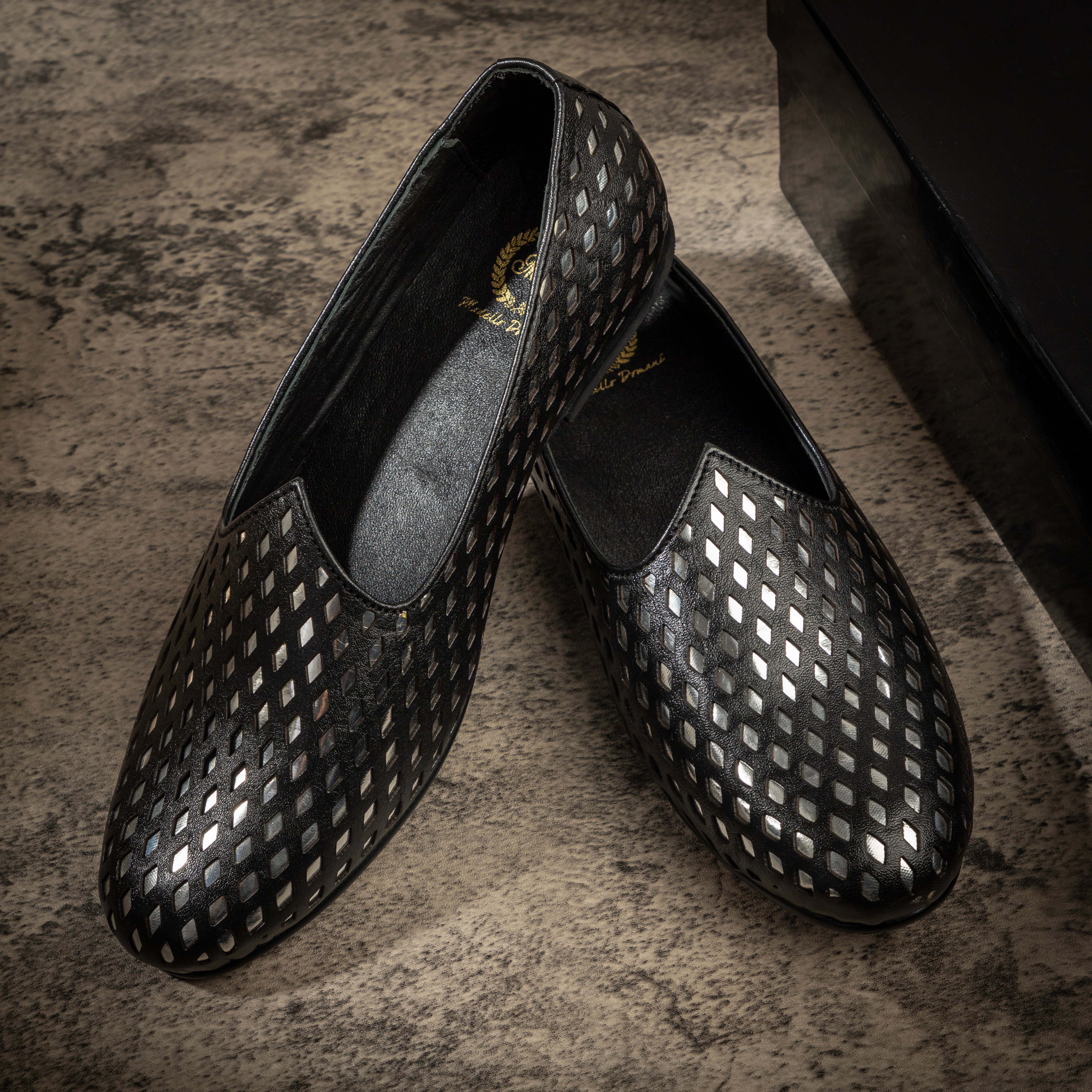Noori©️ Leather Juttis (Black - Silver Foil) Limited Edition