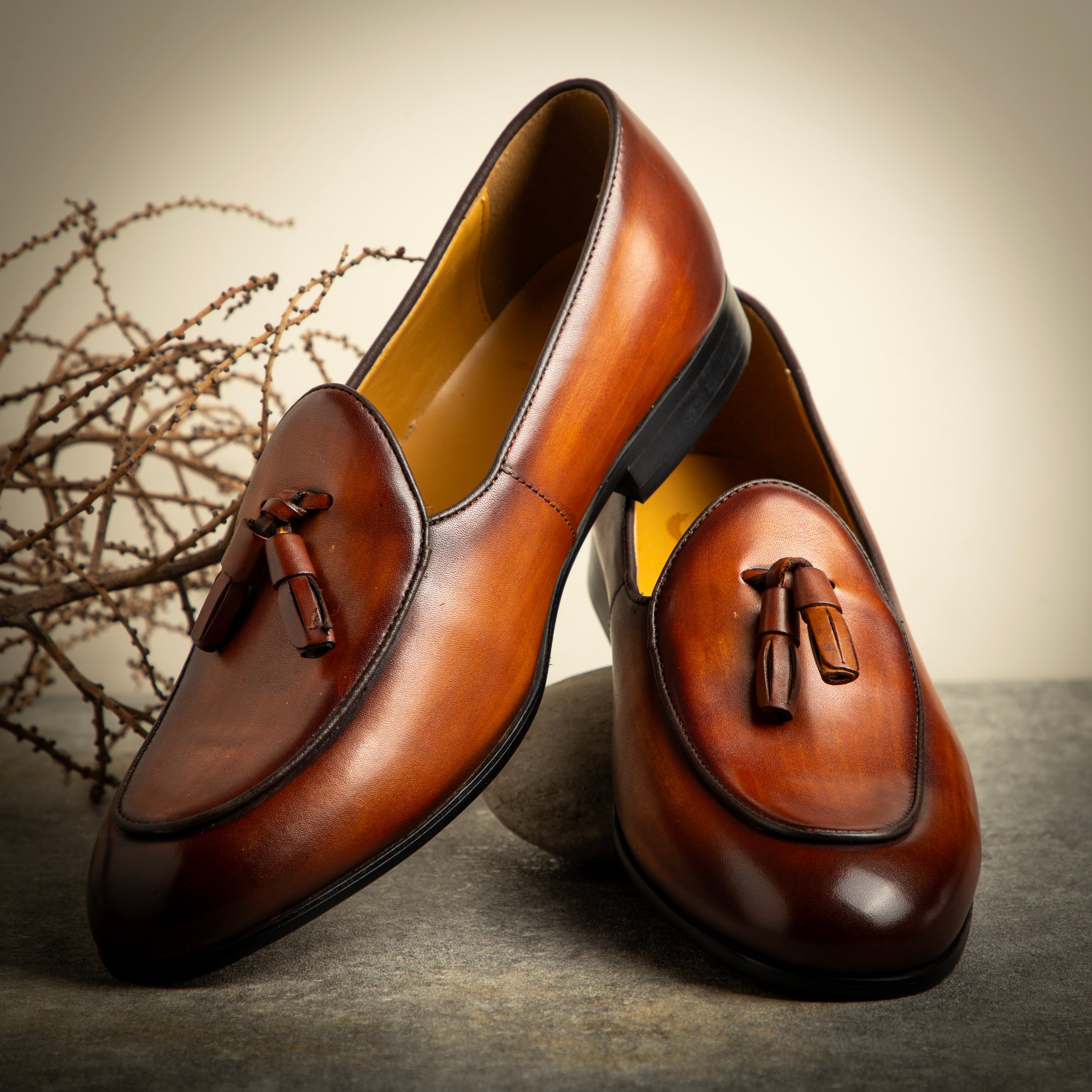 Milano Patina Leather Tassel Slipons (Patina Tan - Limited Edition)