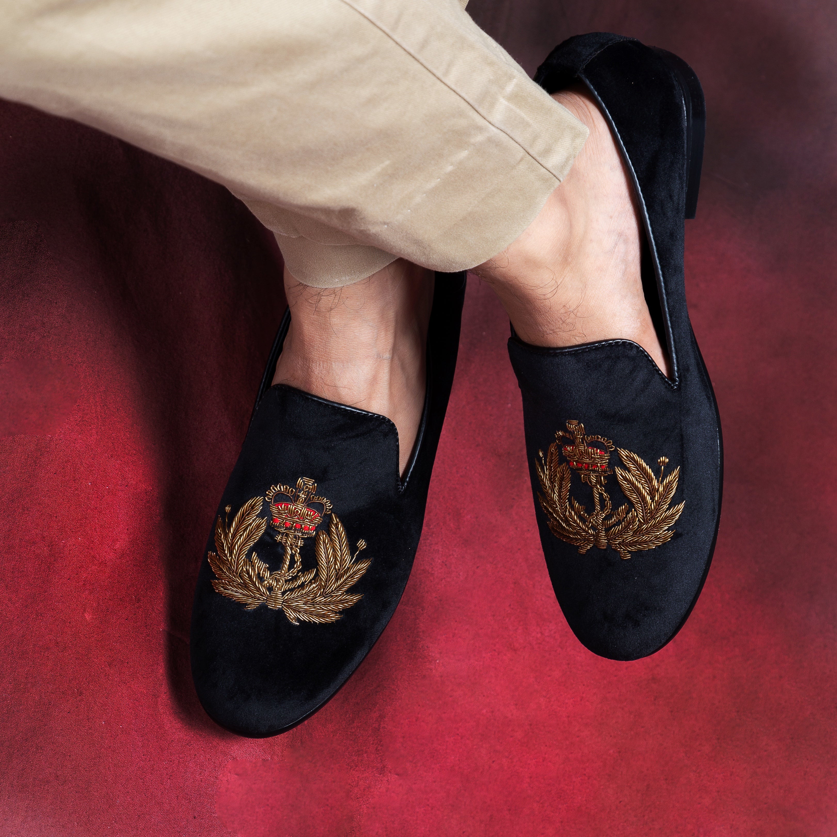 The Nautical Slipons (Black - Limited Edition #GoldBottom)