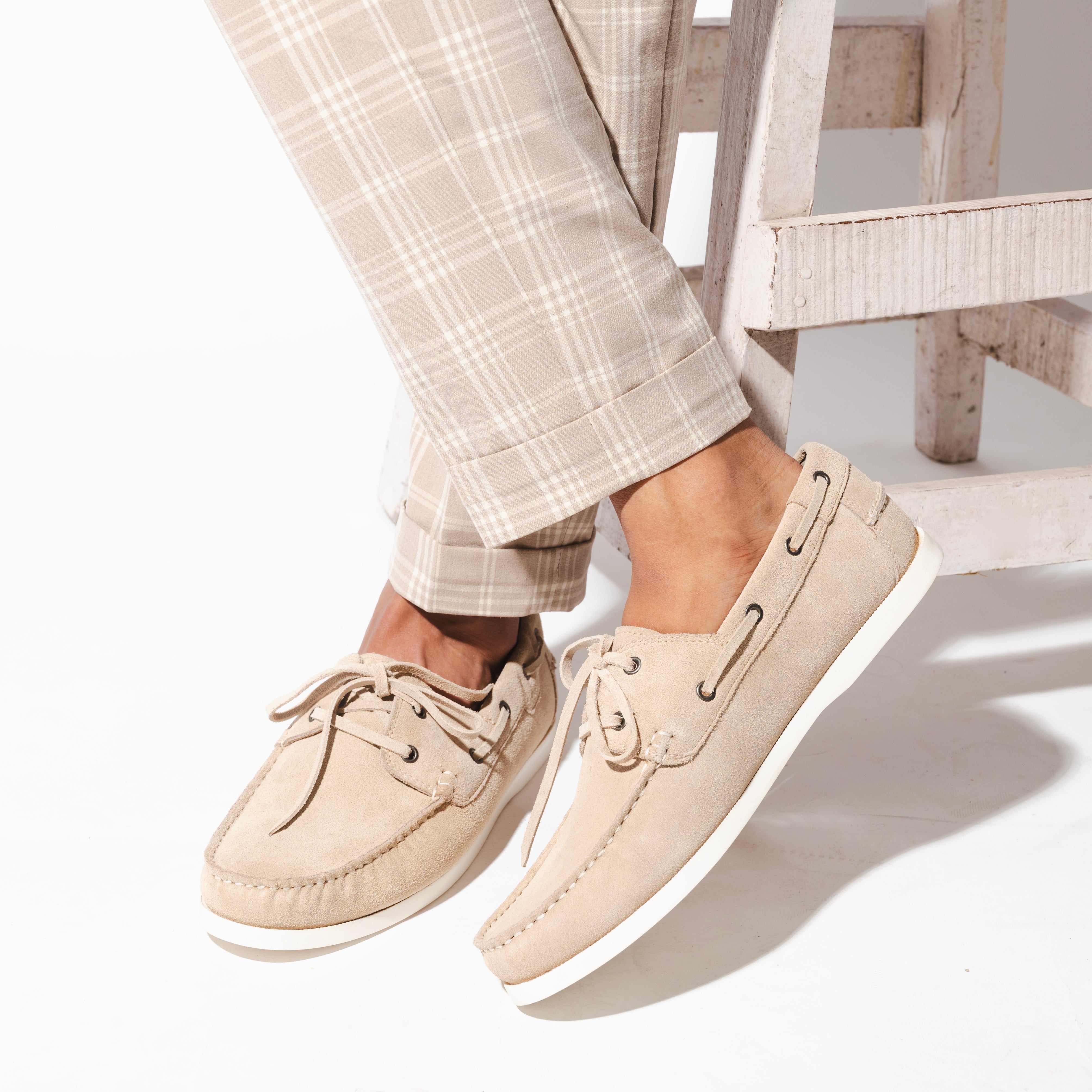 Lucia Yatch Suede Loafers (Beige - Limited Edition)