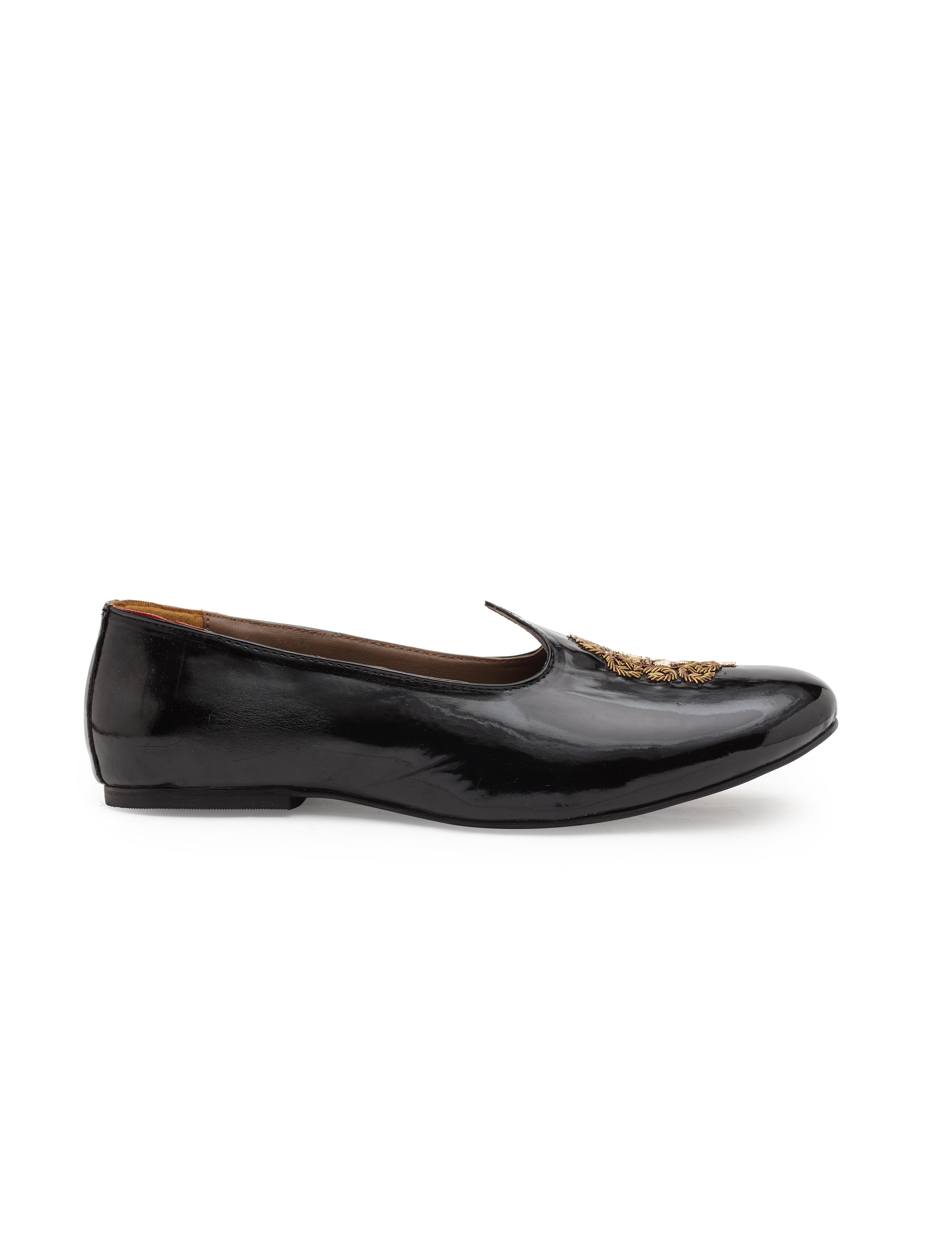 Royal Crest©️ Leather Juttis (Patent Black)(Patent Copyright Artwork)