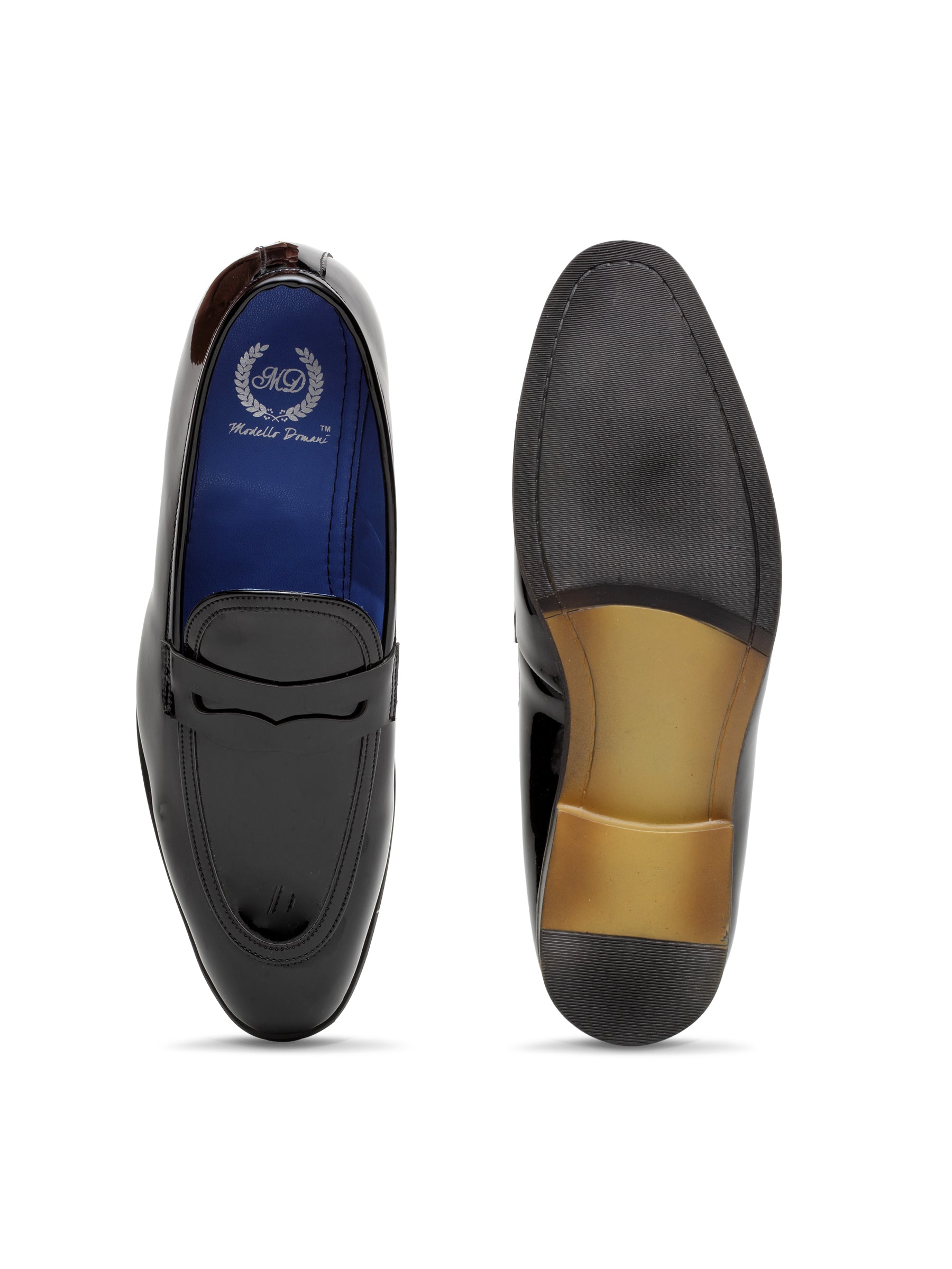Italian Cut Penny Slipons (Patent Black)