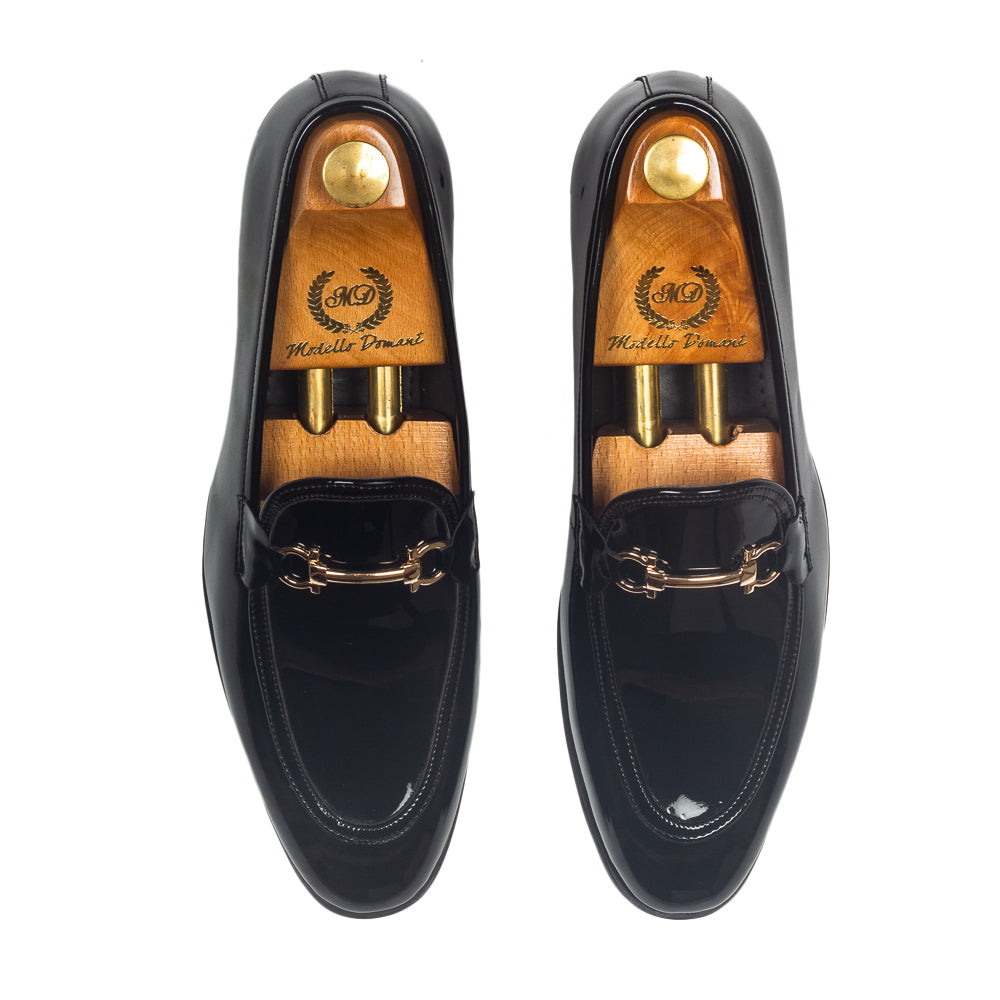 Italian Cut Buckle Slipons (Patent Black)