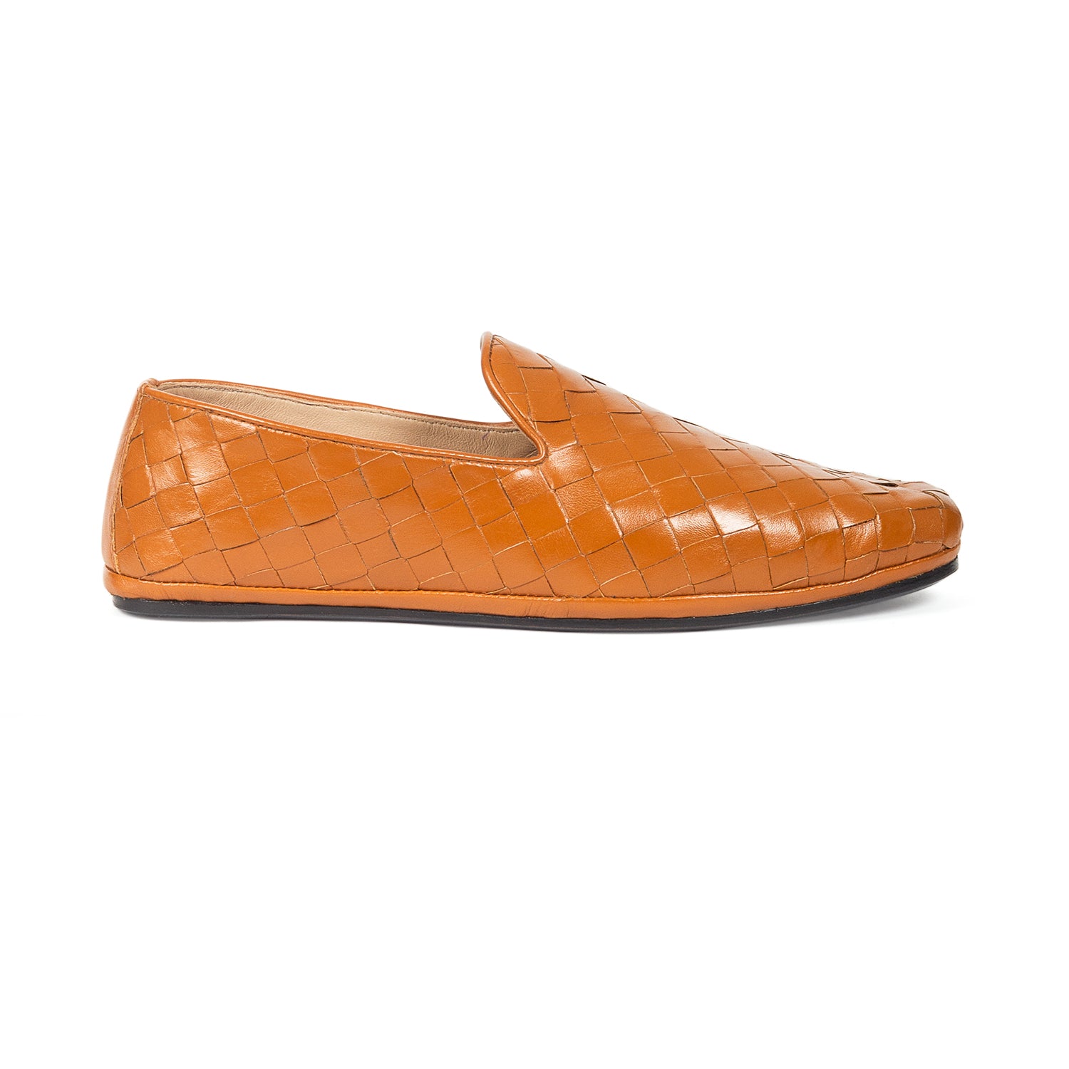 Soft Nappa Leather Woven Slipons (Tan)