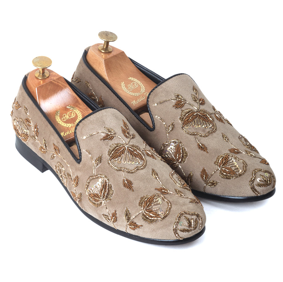 The Golden Flora Slipons (Beige Gold)