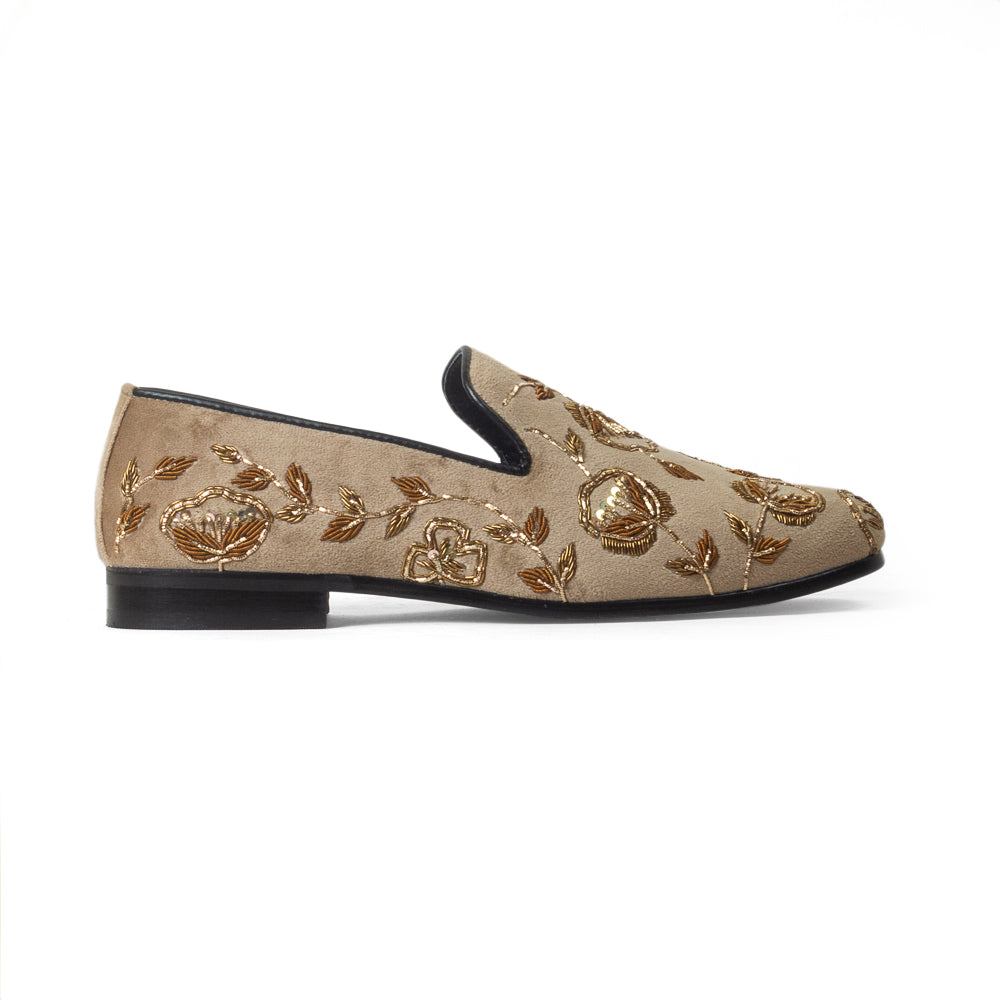 The Golden Flora Slipons (Beige Gold)