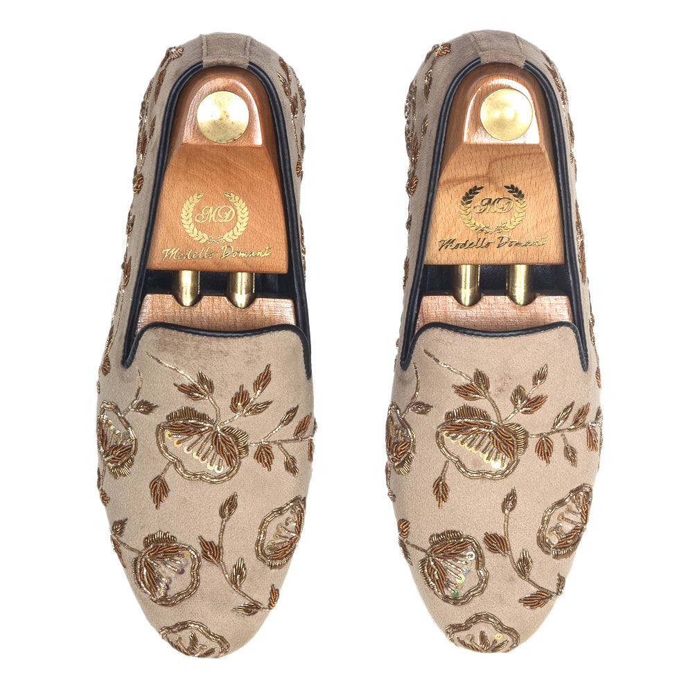 The Golden Flora Slipons (Beige Gold)