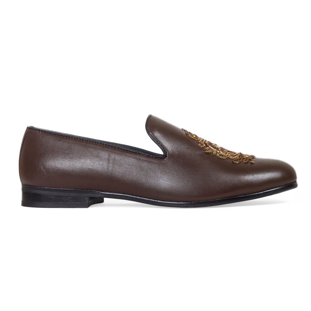 Royal Bee Leather Slipons (Brown)