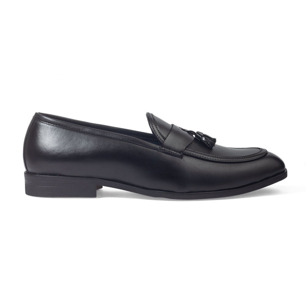 Italian Cut Tassel Penny Slipons (Black)