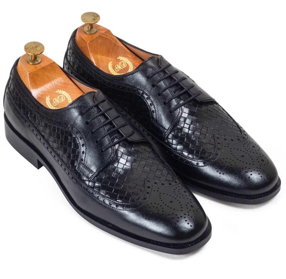 Woven Leather Brogues
(Black)