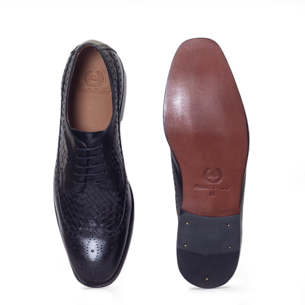 Woven Leather Brogues
(Black)