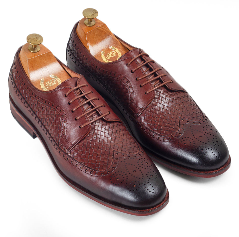 Woven Leather Brogues (Tan Brown)