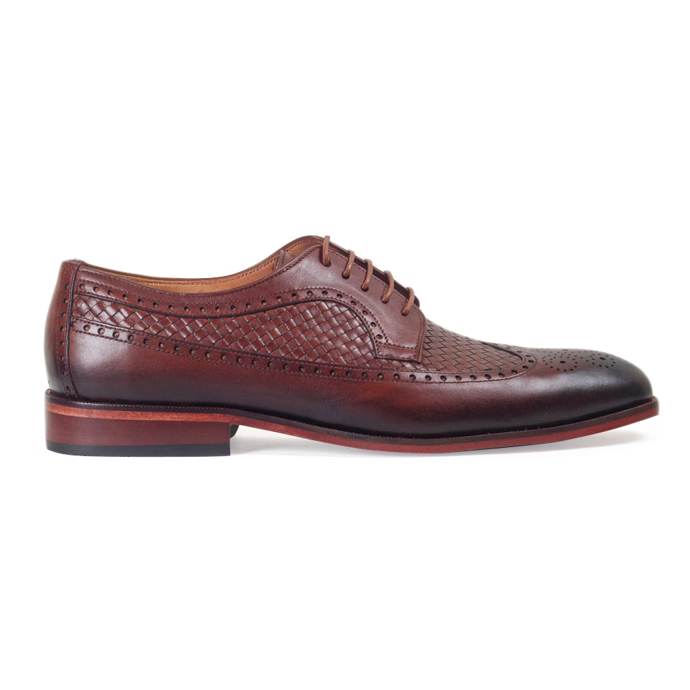 Woven Leather Brogues (Tan Brown)