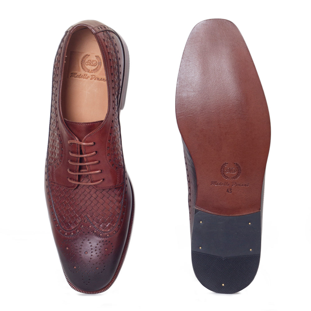 Woven Leather Brogues (Tan Brown)