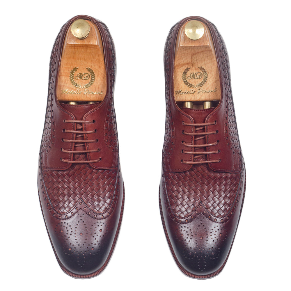 Woven Leather Brogues (Tan Brown)