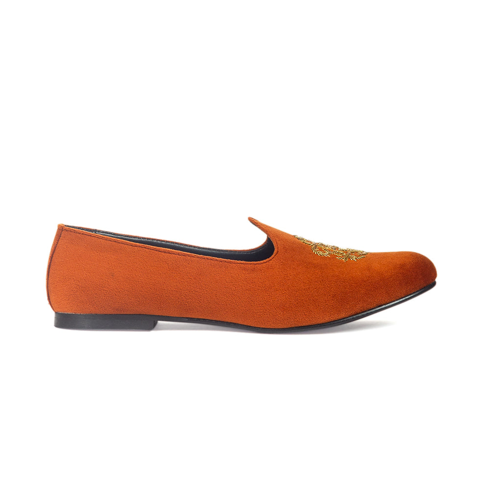 Royal Crest©️ Velvet Juttis (Limited Edition - Orange Tan)(Patent Copyright Artwork)
