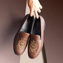 Royal Bee Leather Slipons (Brown) — Brown slipons | Modello Domani