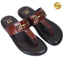 Louis Embossed Leather Slippers (Burgundy Brown) — Brown slippers | Modello Domani