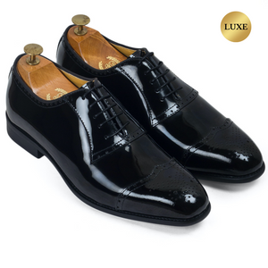 Milano Leather Brogues (Patent Black)