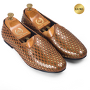 Noori Leather Juttis (Tan - Gold Foil) Limited Edition — Tan juttis | Modello Domani