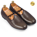 Noori Leather Juttis (Brown - Gold Foil) Limited Edition — Brown juttis | Modello Domani