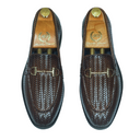 Italian Cut Textured Buckle Slipons (Coffee Brown) — Brown slipons | Modello Domani