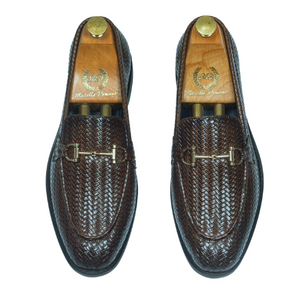 Italian Cut Textured Buckle Slipons (Coffee Brown)