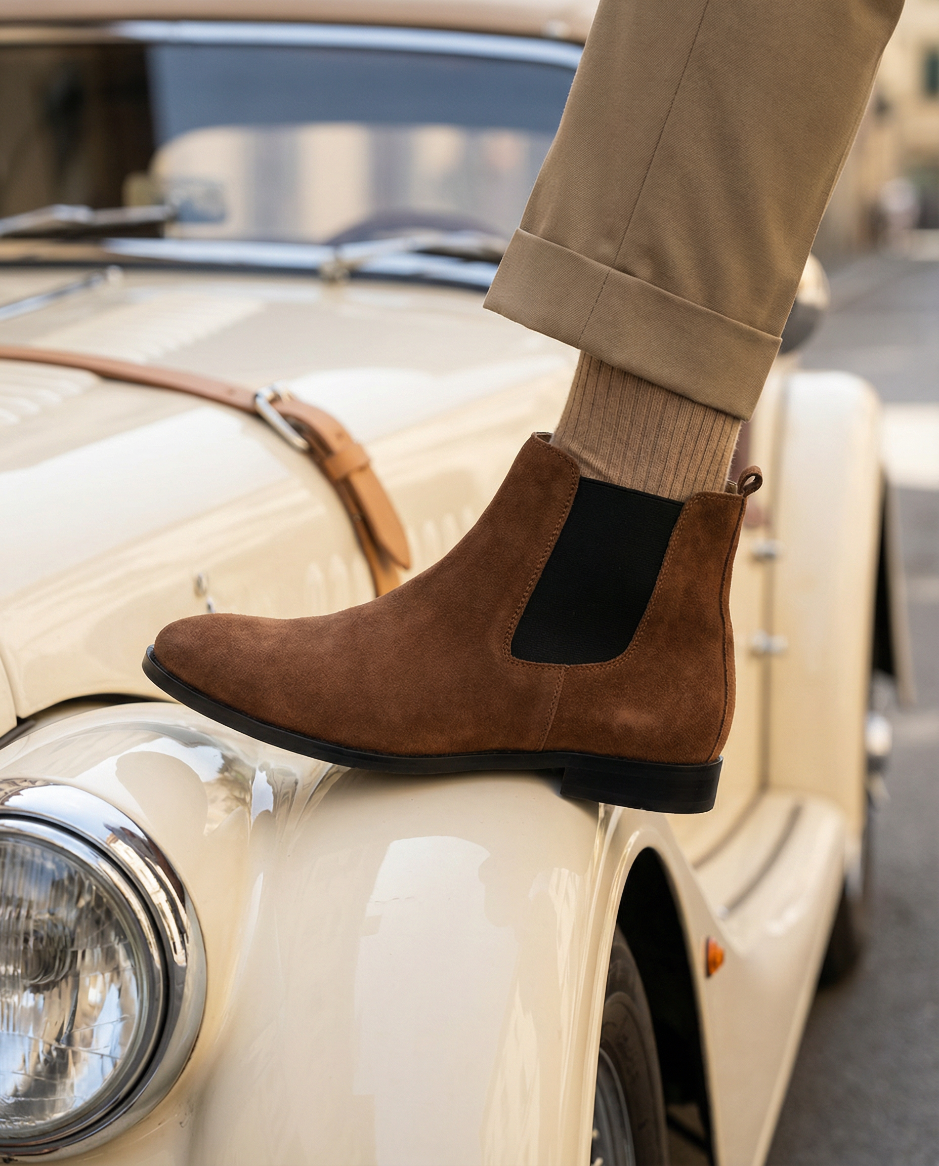 Suede-Leather Chelsea Boots (Chocolate Brown)