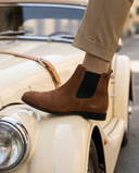 Suede-Leather Chelsea Boots (Chocolate Brown) — Brown boots | Modello Domani