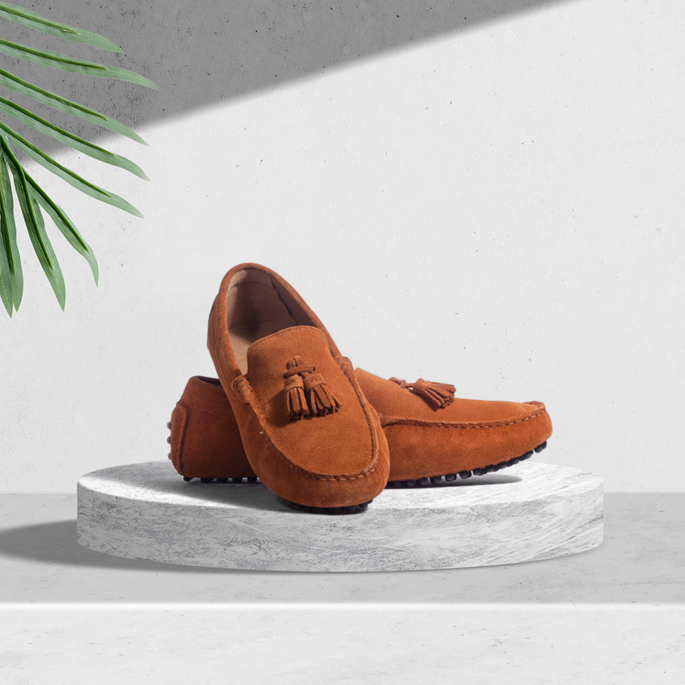 Gommino Suede Tassel Loafers (Tan)