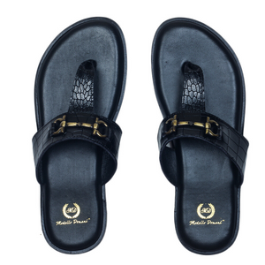 Louis Embossed Leather Slippers (Black)